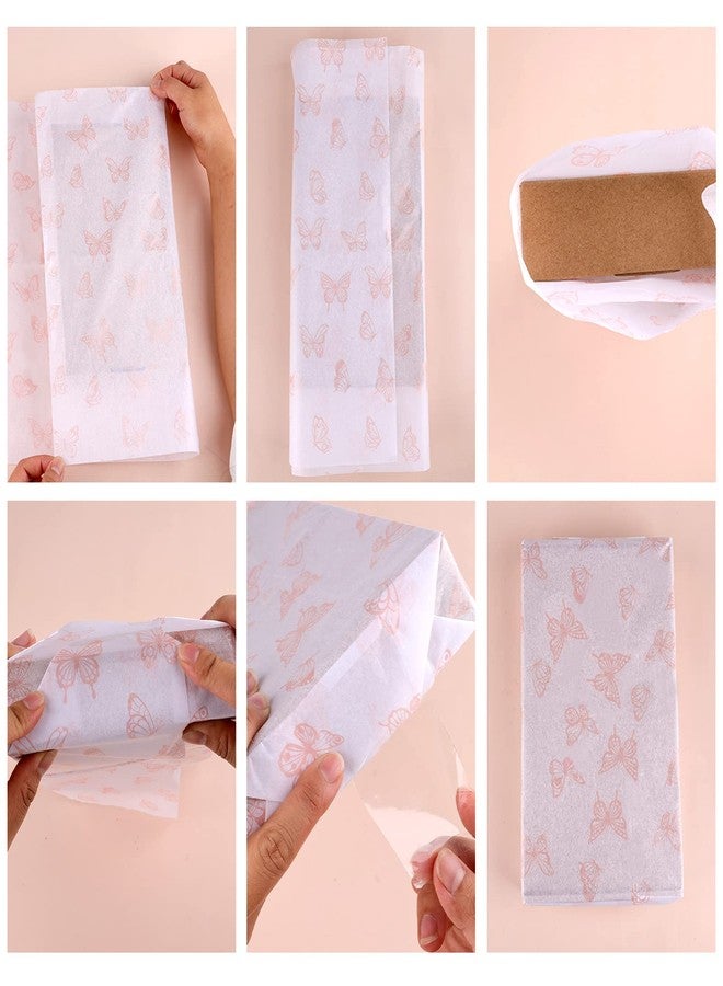 KINBOM 30pcs 35 x 50cm/ 13.8 x 19.7 inch Butterfly Tissue Paper, Rose Gold Wrapping Paper Sheets Metallic Packing for DIY Crafts Baby Showers Birthday Wedding Gift Bags - Image 5